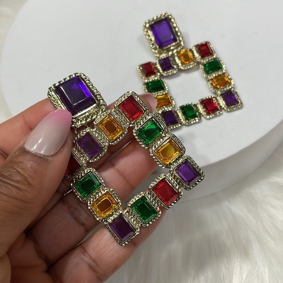 Fashion Nova Colorful Gemstone Earrings - Picture 9 of 11